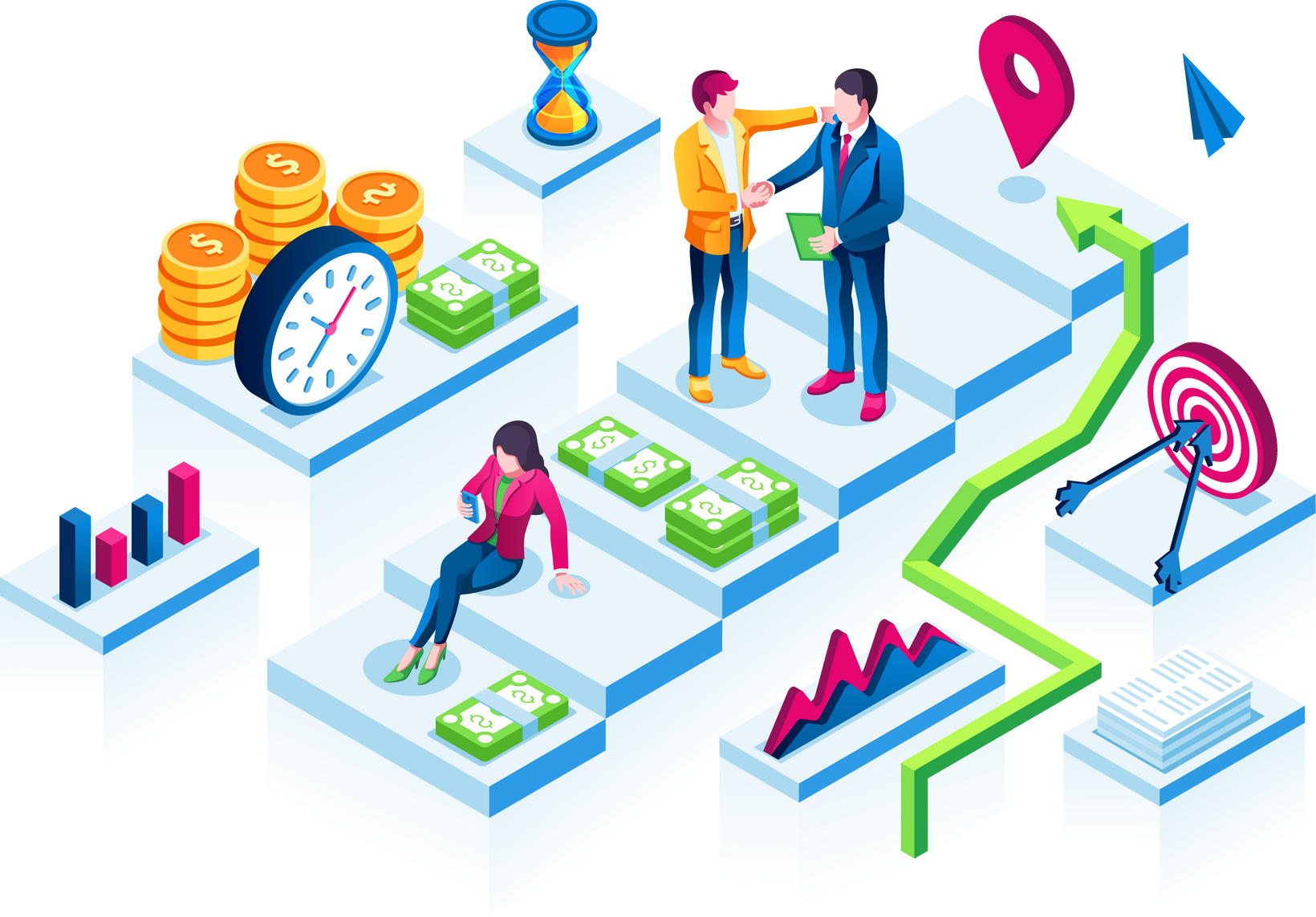 Career Development Isometric View, Smartphone Page
