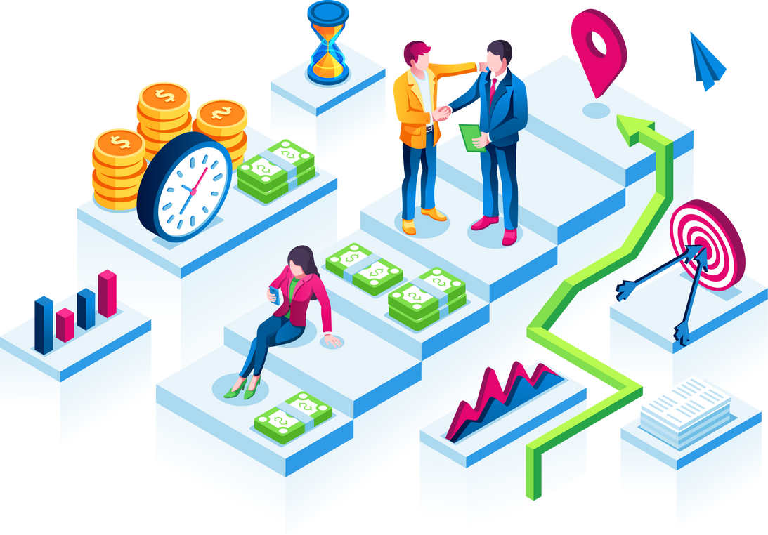 Career Development Isometric View, Smartphone Page